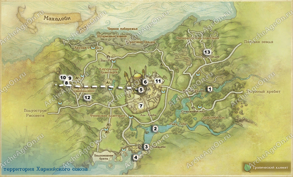 Карта исследований Махадеби в ArcheAge