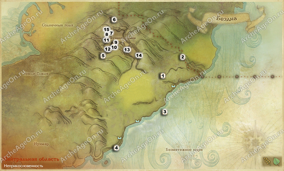 Карта исследований Бездны в Архейдж