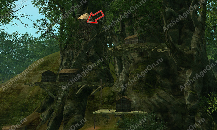 Подняться на смотровую вышку Хантсвиля в Древнем лесу в Архейдж