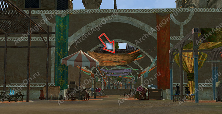Забраться на одну из крыш базара Аль-Харбы в Махадеби в Архейдж