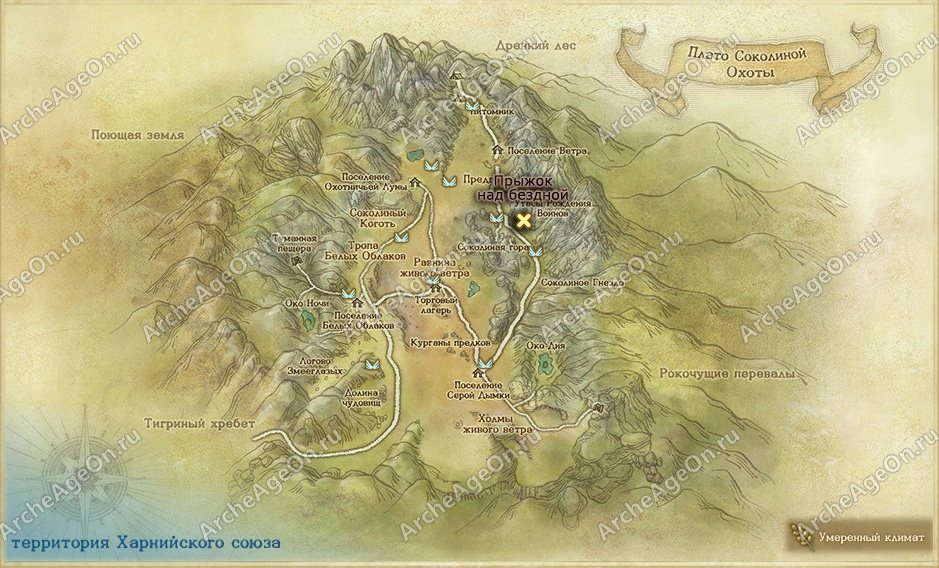 Бездна в плато Соколиной Охоты в ArcheAge (карта)