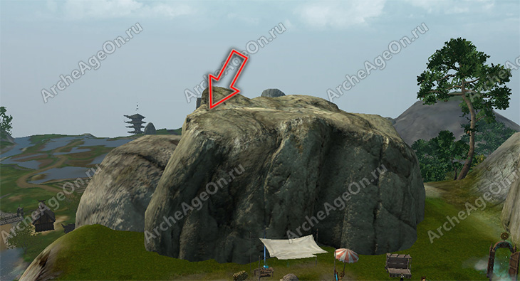 Найти скалу с лучшим видом на Хмельные поля в Поющих землях в Архейдж