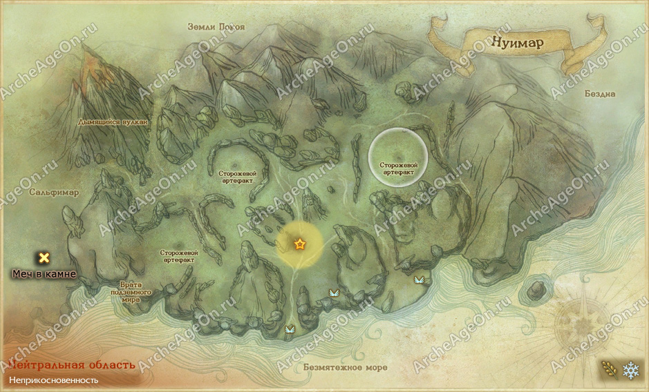 Меч в камне в Нуимаре ArcheAge (карта)