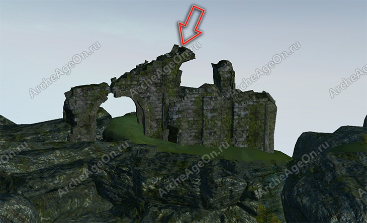 Найти самый высокий выступ замковой стены в замке Ош Архейдж
