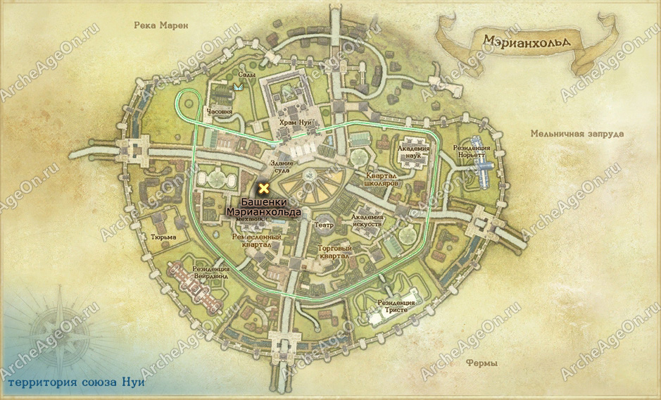 Башенк Мэрианхольда в ArcheAge (карта)