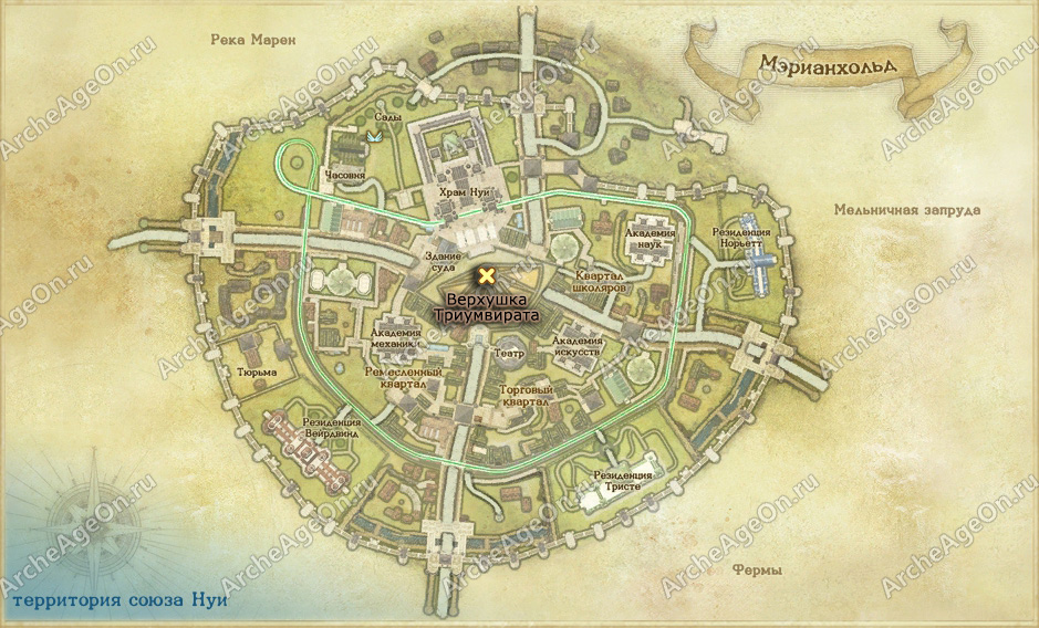 Триумвират в Мэрианхольде в ArcheAge (карта)