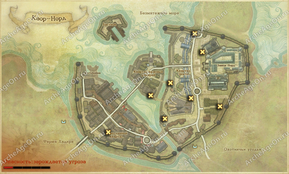 Карта местоположения ночной рассказчицы в Каор-Норде в ArcheAge