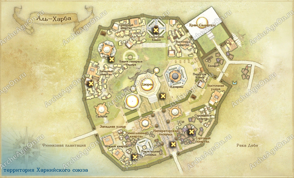 Карта местоположения ночной рассказчицы в Аль-Харбе в ArcheAge